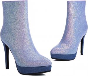 Женские ботильоны MRKEWUNEY на шпильке с молнией, зауженный носок, осенние ботинки для вечеринок, 376 Blue