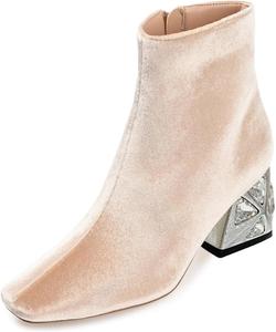 Женские ботильоны YDN с заклепками, низкий каблук, квадратный носок, боковая молния, обувь для вечеринок, шопинга и работы, размер 4-16 US, Apricot