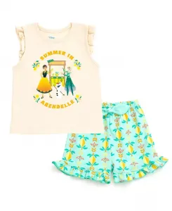 Детский комплект: топ и шорты Disney Princess Moana Belle Minnie Mouse Nightmare Before Christmas Frozen, белый