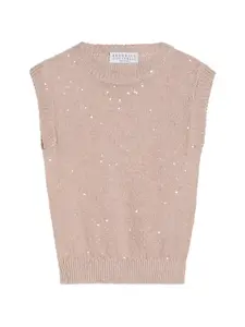 Трикотажный топ Brunello Cucinelli Kids, розовый