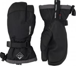 Перчатки Hestra Gauntlet CZone Junior (для детей 4-13 лет) | Водонепроницаемые, утепленные трехпалые детские зимние перчатки для катания на лыжах и игр в снегу, Black/Graphite
