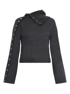 Вязаный свитер с высоким воротником на пуговицах Iro, серый