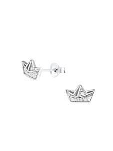 Alexander York Серьги-гвоздики «Лодка оригами» из серебра 925 пробы, комплект из 2 штук