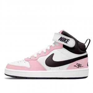 Nike Court Borough 2 Sweet Pink Love Slip Resistant Abrasion Resistant Mid top детские скейтборд кроссовки Black Pink
