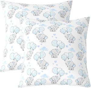 Erosebridal Детские наволочки Elephant для дивана, зоопарк животных, голубые шары, Blue Grey White