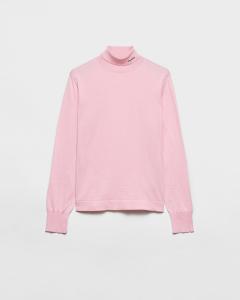 Хлопковый свитер с воротником-стойкой Prada, розовый