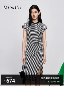 Асимметричное платье Moco с летящими рукавами, черно-белый