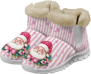 Женские зимние ботинки для Рождества с флисовой подкладкой, теплые, на подкладке, удобные, нескользящие, легкие, походные ботинки для женщин, размер США 6-12 Fuxowvby, Santa Claus