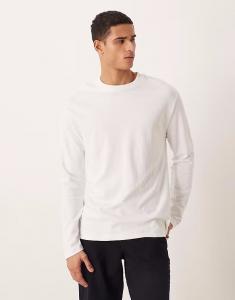 Плотная свободная футболка с длинными рукавами breathMAX из белого хлопкового смесового материала Asos Design