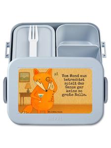 Mr. & Mrs. Panda Ланчбокс Fox Lord Design с надписью пастельно-голубого цвета