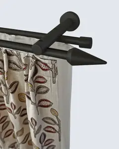 Карниз для штор GARESA "АГРОС", 2 направляющие, желаемая длина, комплект для штор, простой в установке, выдвижной, настенное крепление, наконечник 590 см, Ø 20 мм, черный