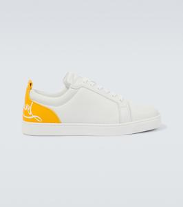 Кожаные кроссовки Fun Louis Junior Christian Louboutin, White/Pollen