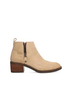 Женские ботильоны из кожи baby silk с противоскользящей подошвой и молнией Alpe, бежевый