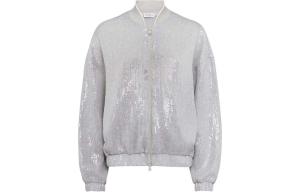 Куртка-бомбер с пайетками Brunello Cucinelli, серебряный