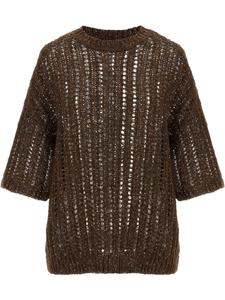 Футболка Brunello Cucinelli Rustic Dazzling Net, коричневый