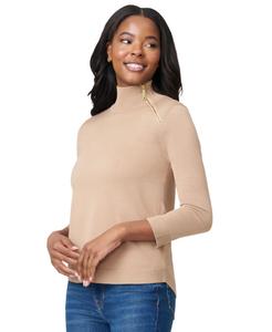 Женский свитер с высоким воротником и боковой молнией Melissa Paige, Camel