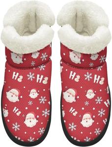 Женские зимние ботинки KEIAHUAN с мехом, теплые и утепленные, мини-ботильоны на платформе для снега, Santa Claus-Red