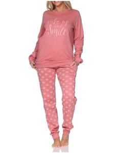 NORMANN Уютная пижама с длинными рукавами из трикотажа в горошек, розового цвета