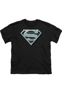 Футболка с хромированным щитом Супермена для детей с коротким рукавом Gildan, черный