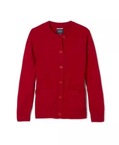 Кардиган-свитер с круглым вырезом и защитой от пилингов для маленьких девочек French Toast, красный