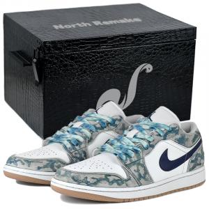 Jordan Кроссовки Air 1 Low Top Vintage баскетбольные унисекс бело-серые в подарочной коробке премиум-класса, цвет White Gray-High-End Gift Box 3
