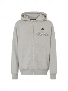 Толстовка на молнии с вышитым логотипом Philipp Plein, серый