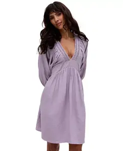 Женское платье миди Soipoi со сборками и v-образным вырезом Raffya, фиолетовый