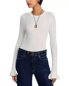 Свитер с круглым вырезом «Офелия» с оригинальной вышивкой Paige, белый