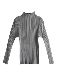 Плиссированный топ с воротником-воронкой Pleats Please Issey Miyake, серый