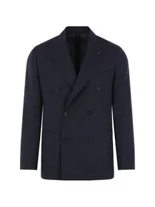 Двубортный пиджак с лацканами-шалями Lardini, синий