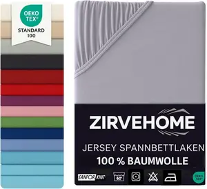 Простыня на резинке 140x200-160x200 см - Джерси, 100% хлопок - Простыня Comfort для матрасов высотой до 30 см, серая Yadetextil