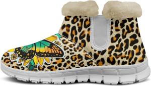 Женские зимние мини-сапожки Howilath с утеплителем, модные пушистые зимние ботинки для путешествий и зимнего отдыха, Butterfly Brown Leopard Print