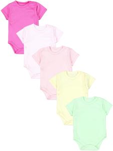 TupTam Комплект из 5 боди с короткими рукавами для девочек, желто-зеленого цвета