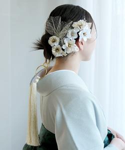 Набор из 9 украшений для волос в виде цветущей сакуры и кольцевой кисточки, с золотой отделкой Utatane