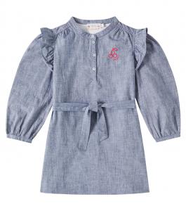 Платье Tosca из хлопка с оборками Bonpoint, Bleu Moyen