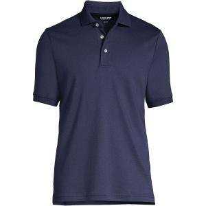 Мужская супермягкая рубашка-поло Supima с короткими рукавами и высоким воротником Lands' End