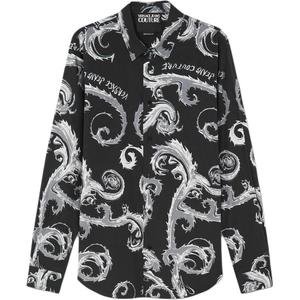 Хром кутюр принтованная поплиновая рубашка VERSACE JEANS COUTURE, черный