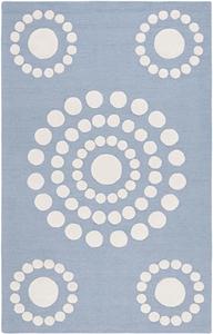 Ковер SAFAVIEH, 92 x 153 см, Kids Collection, Blue & Ivory, ручной работы, точечный узор, шерсть, для игровой, детской, спальни, зоны с высокой проходимостью (SFK924M)