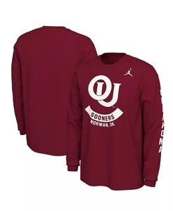 Футболка мужская темно-красная с логотипом команды Oklahoma Sooners Team Vault Jordan