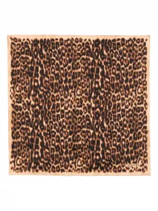 Шелковый платок с леопардовым принтом Lanvin, коричневый