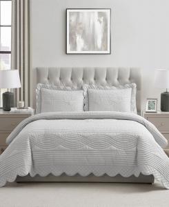 Комплект постельного белья из микрофибры с фестончатым краем, 3 предмета, размер Full/Queen VCNY Home, Gray