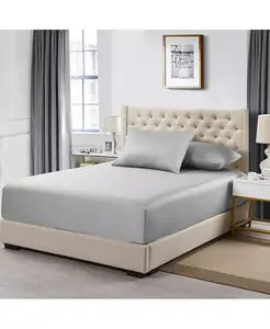 Только простыня из хлопка на резинке - однотонная, плотность 600 нитей, размер Twin xl Egyptian Linens, gray