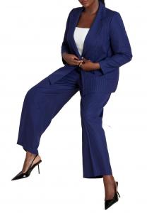 Женские брюки в тонкую полоску больших размеров ELOQUII, Navy pinstripe