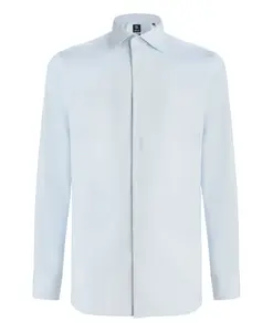 Длинная хлопковая рубашка с узким кроем Boggi Milano, синий