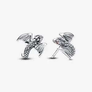 Серьги Pandora x Game of Thrones Curved Dragon Stud, серебро/красный