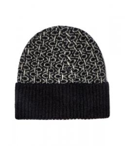 Шапка женская Calvin Klein шерстяная с принтом из монограмм, черный