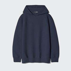 3D трикотажный пуловер с капюшоном Uniqlo, 69 темно-синий