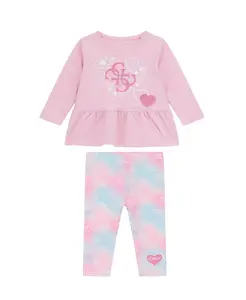 Комплект для девочек: футболка с длинным рукавом и легинсы с принтом (2 предмета) GUESS