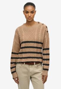 Джемпер Superdry & Co CABLE CREW NECK, Beige Shadow Grey Stripe/Beige