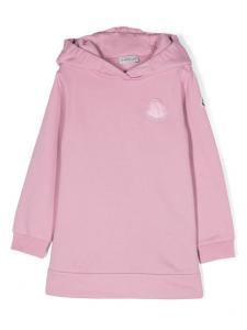 Moncler Enfant платье с капюшоном и логотипом, розовый